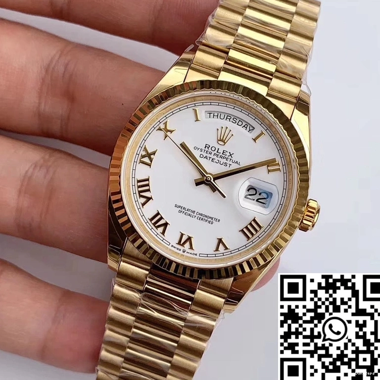 White Factory Day-Date Rolex Roman Time Scale M128238 EW Dial 0123